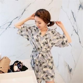 QNIGIRLS Printed Tie-Waist Robe