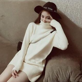 Hazie Long-Sleeve Stand Collar Knit Dress