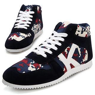 Preppy Boys Patterned High-Top Sneakers