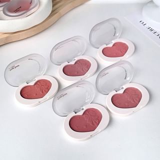 Gege Bear - Soft Color Heart Poр Powder Blusher - 5 Colors #04 Fig Tea - 8.5g