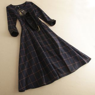 Dowisi 3/4-Sleeve Check Dress