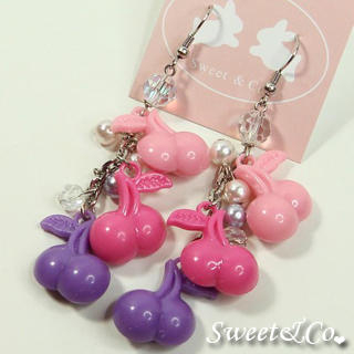 Sweet & Co. Rainbow Pink Candy Cherries Earrings