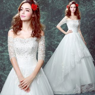 Angel Bridal Lace Ball Gown Wedding Dress