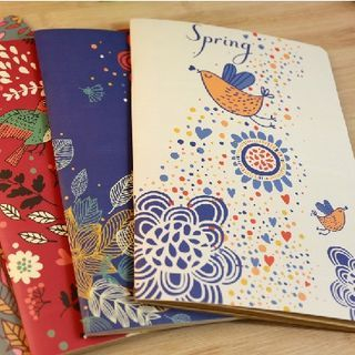 MissYou Flower and Bird Print Small Notebook