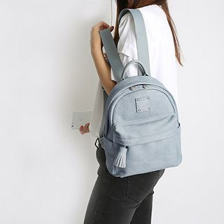 Full House Faux-Leather Tasseled Backpack