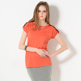YesStyle Z Chain-Accent Short-Sleeved Top Orange - One Size