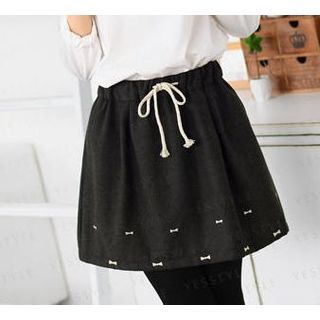 59 Seconds Bow Embroidered A-Line Skirt