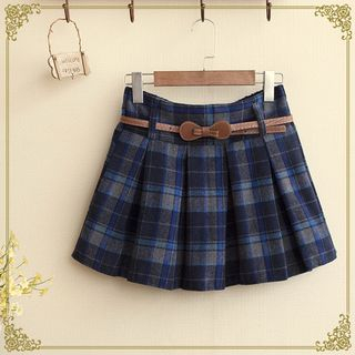 Fairyland Set: Pleated Plaid Mini Skirt + Belt