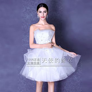 Angel Bridal Sleeveless Crochet-Panel Wedding Dress