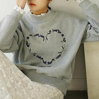 GOGO Girl Heart Embroidered Pullover