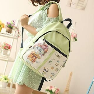 Canvas Love Cat Print Canvas Backpack