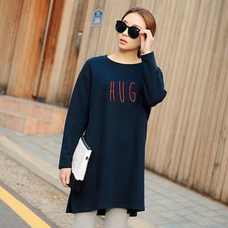 Seoul Fashion Lettering Brushed-Fleece Pullover Dress