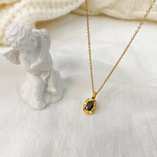 Rhinestone Pendant Alloy Necklace Gold - One Size