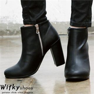 Wifky Chunky-Heel Zipped Ankle Boots