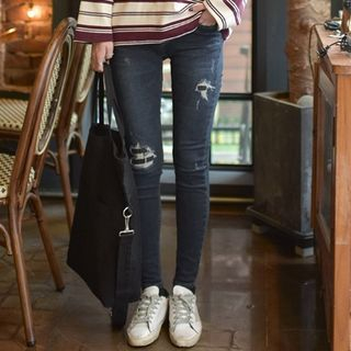 Seoul Fashion Distressed Skinny Jeans