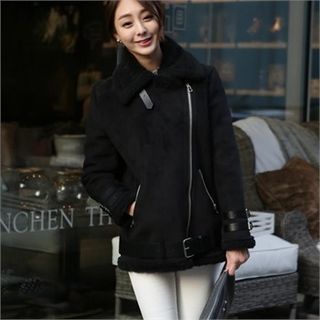 ode' Faux-Shearling Jacket with Belt