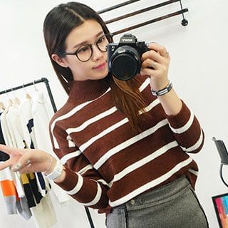 Polaris Mock-neck Stripe Sweater