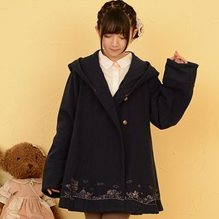 Moriville Hooded Embroidered Cape Jacket