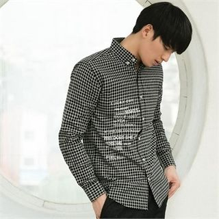 STYLEMAN Long-Sleeve Lettering Check Shirt