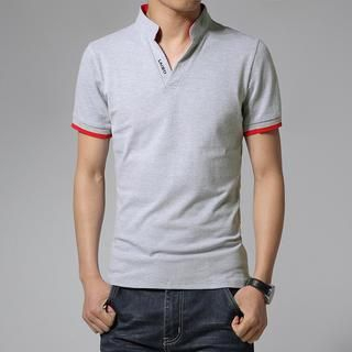 Alvicio Short-Sleeve Mandarin Collar Polo Shirt