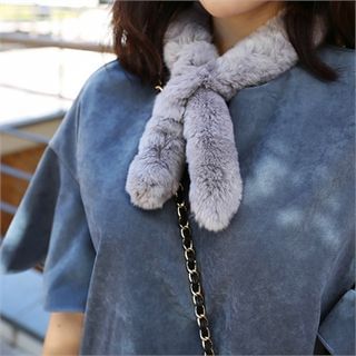 midnightCOCO Lightweight Faux-Fur Keyhole Scarf