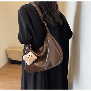 Set: Faux Leather Shoulder Bag + Bag Charm