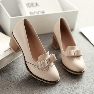 Pastel Pairs Bow Chunky Heel Loafers