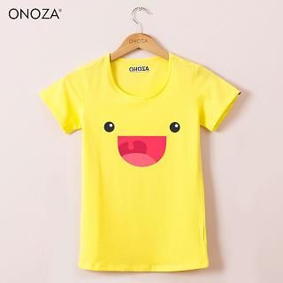 Onoza Short-Sleeve Smile Print T-Shirt