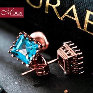 Mbox Jewelry Square Crystal Stud Earrings