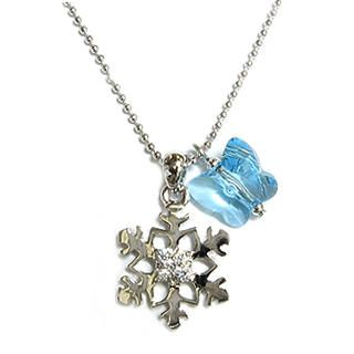 "Pianissimo" - "Snowy Concerto" Necklace with Light Blue Swarovski Crystal Butterfly