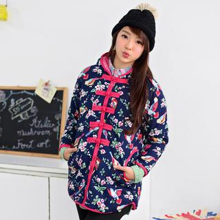 59 Seconds Bird and Flower Pattern Padded Jacket