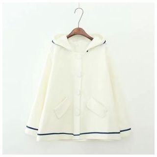 TOJI Contrast-Trim Hooded Buttoned Jacket