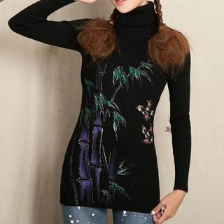 Sayumi Long-Sleeve Print Knit Top