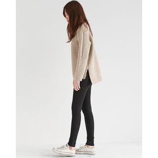 Someday, if Turtle-Neck Dip-Back Ribbed Knit Top