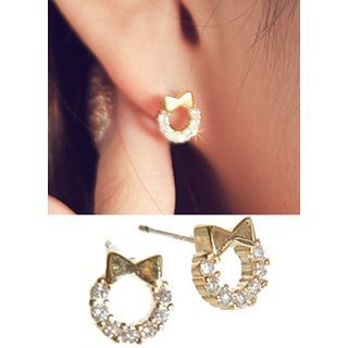 kitsch island Bow-Detail Rhinestone Earrings