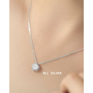 Miss21 Korea Hexagon Crystal Silver Necklace