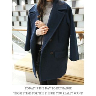 hellopeco Double-Breasted Wool Blend Coat