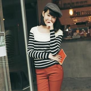 Tokyo Fashion Striped Cable-Knit Panel Top
