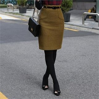 ode' High-Waist Pencil Skirt with Belt