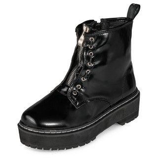 yeswalker Patent Leather Double Zip Platform Boots