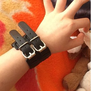 Layered Faux Leather Bracelet Black - One Size