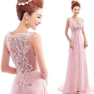 Angel Bridal Sleeveless Embroidered Evening Gown