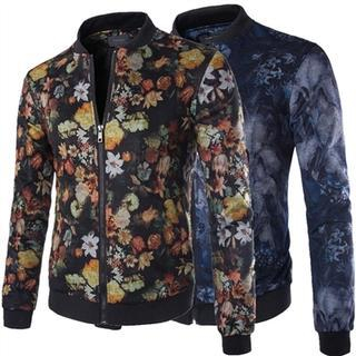 Bay Go Mall Floral Print Zip-up Jacket
