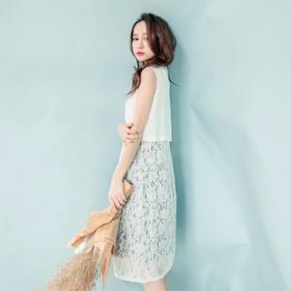 Tokyo Fashion Lace-Panel Chiffon Long Vest