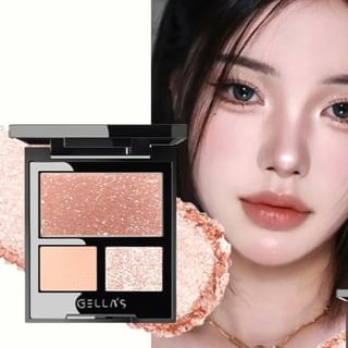 Gella's - Ethereal Shimmering Crystal Eyeshadow Palette - Y02#Red Orange Glow #Y02 Red Orange Glow - 7G