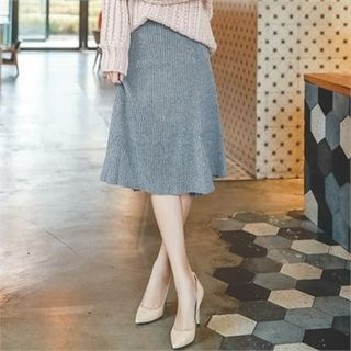 ERANZI A-Line Rib-Knit Skirt
