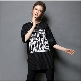 Ovette 3/4 Sleeved Pinstriped Print Top