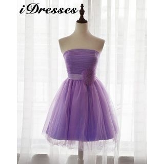 idresses Strapless A-Line Tulle Cocktail Dress