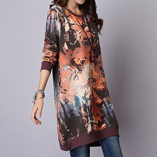 chic n' fab Printed Long-Sleeve Dress