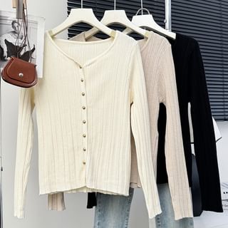 Summer-Knit Ribbed Light Cardigan